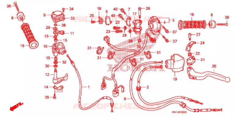 LEVIER DE GUIDON - CABLE - COMMODO (2) Honda ATV 400 FOURTRAX 2010  TRX400X9