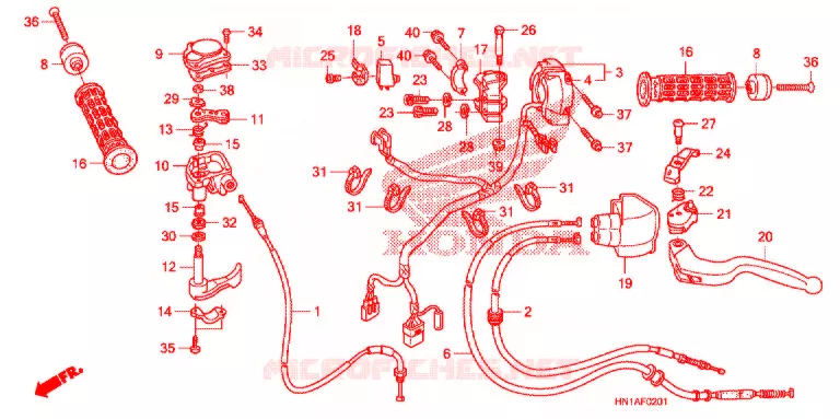 LEVIER DE GUIDON - CABLE - COMMODO (2) Honda ATV 400 FOURTRAX 2010  TRX400X9