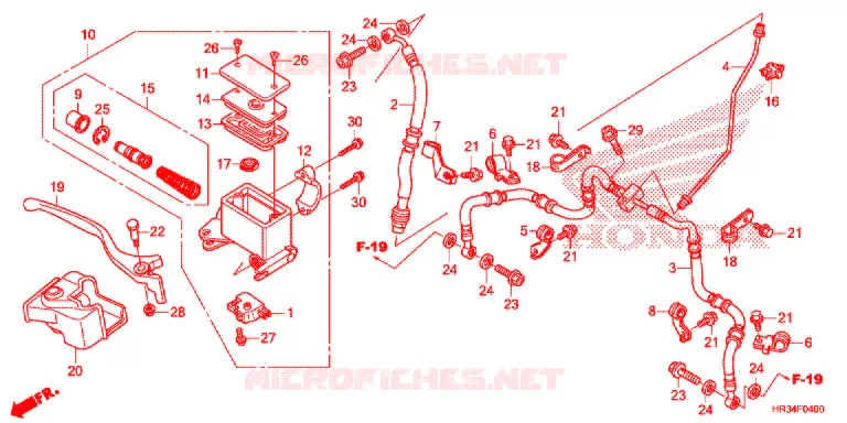 MAITRE CYLINDRE DE FREIN AVANT Honda ATV 420 FOURTRAX 2014  TRX420FA2E