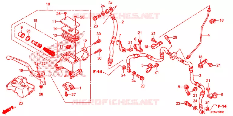 MAITRE CYLINDRE DE FREIN AVANT Honda ATV 420 FOURTRAX 2016  TRX420FA5G