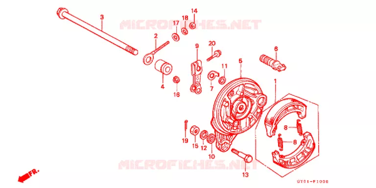 FLASQUE - MACHOIRES DE FREIN ARRIERE Honda MOTO 90 CUB 1994  C90CMP
