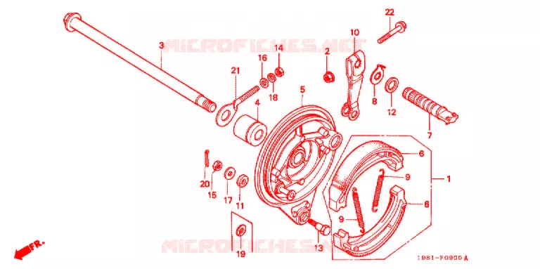 FLASQUE - MACHOIRES DE FREIN ARRIERE Honda MOTO 90 CD 1984  CD90A