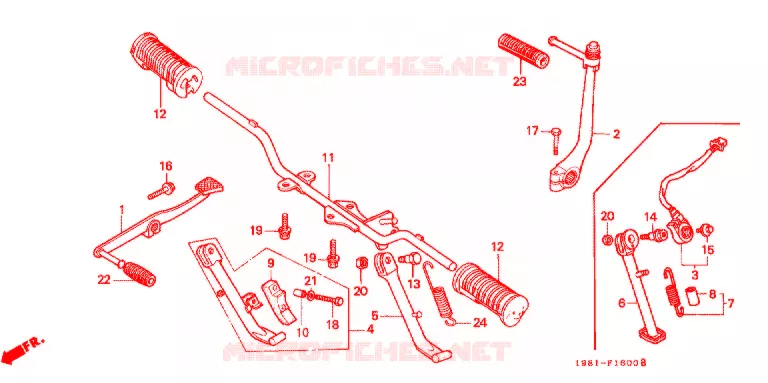 REPOSE PIED - KICK - BEQUILLE - PEDALE Honda MOTO 90 CD 1981  CD90A
