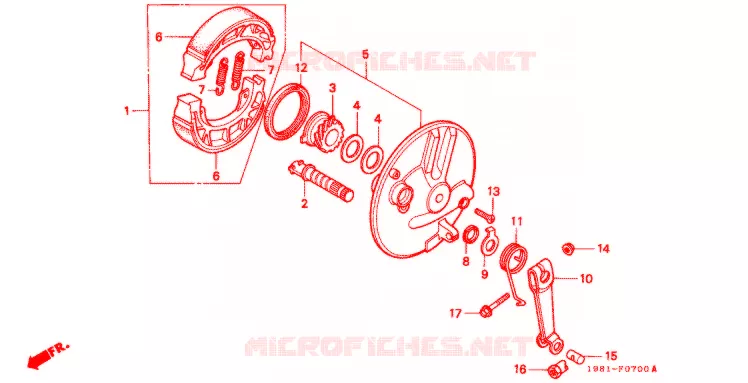 FLASQUE - MACHOIRES DE FREIN AVANT Honda MOTO 90 CD 1991  CD90H