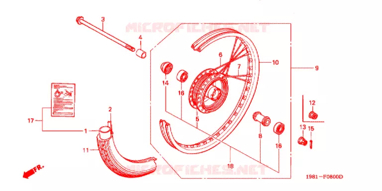 ROUE AVANT Honda MOTO 90 CD 1989  CD90H