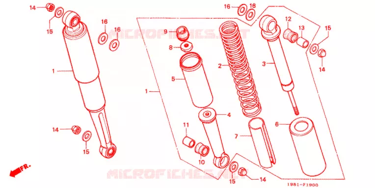 AMORTISSEUR ARRIERE Honda MOTO 90 CD 1993  CD90P