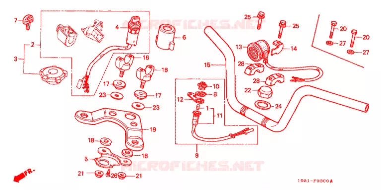 GUIDON - TE DE FOURCHE Honda MOTO 90 CD 1993  CD90P