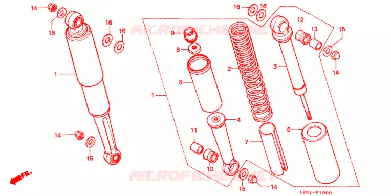 AMORTISSEUR ARRIERE Honda MOTO 90 CD 1996  CD90S