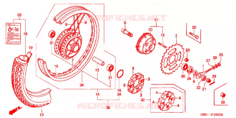 ROUE ARRIERE Honda MOTO 90 CD 1996  CD90S