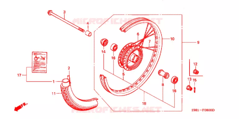 ROUE AVANT Honda MOTO 90 CD 1997  CD90S