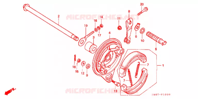 FLASQUE - MACHOIRES DE FREIN ARRIERE Honda MOTO 90 CD 1997  CD90ST
