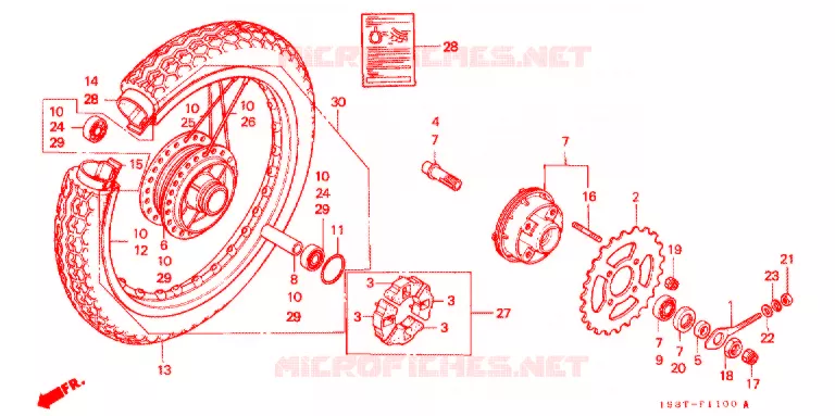 ROUE ARRIERE Honda MOTO 90 CD 1997  CD90ST