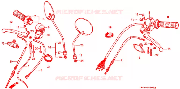 LEVIER DE GUIDON - CABLE - COMMODO (P/S/W) Honda MOTO 90 CD 1999  CD90W