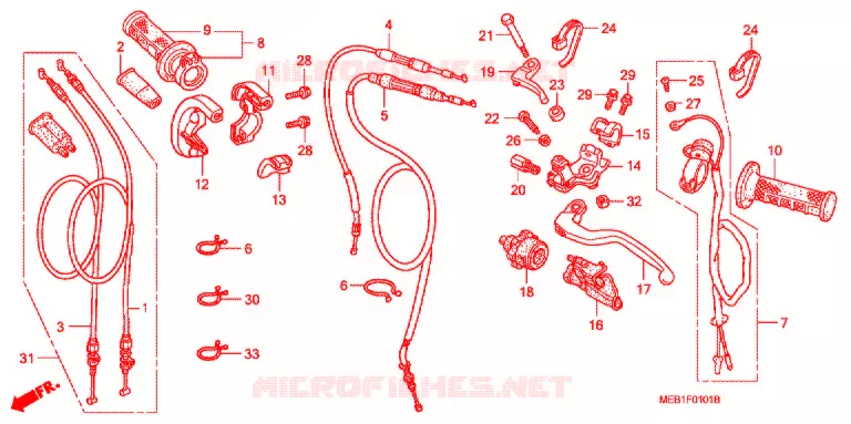 LEVIER DE GUIDON - CABLE - COMMODO (CRF450R4,5,6,7,8) Honda MOTO 450 CRF 2008  CRF450R8
