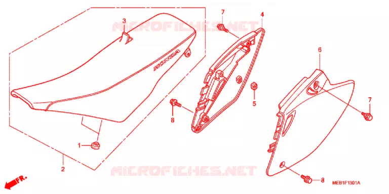 SIEGE/COUVERCLE LATERAL  Honda MOTO 450 CRF 2008  CRF450R8