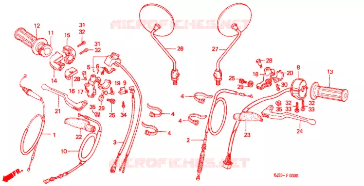 LEVIER DE GUIDON - CABLE - COMMODO Honda MOTO 125 TRIAL 1983  TL125D