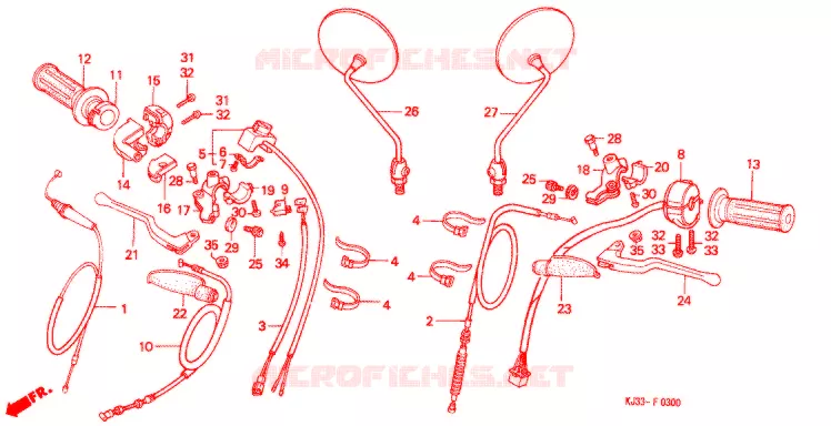 LEVIER DE GUIDON - CABLE - COMMODO Honda MOTO 125 TRIAL 1986  TL125J