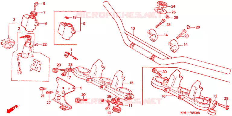 GUIDON - TE DE FOURCHE Honda MOTO 220 TRIAL 1992  TLM220RN