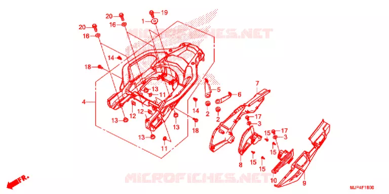 COUVERCLE LATERAL - PORTE BAGAGE ARRIERE Honda MOTO 1000 AFRICA-TWIN 2017  CRF1000DH