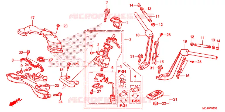 GUIDON - TE DE FOURCHE Honda MOTO 1800 GOLD-WING 2017  GL1800H
