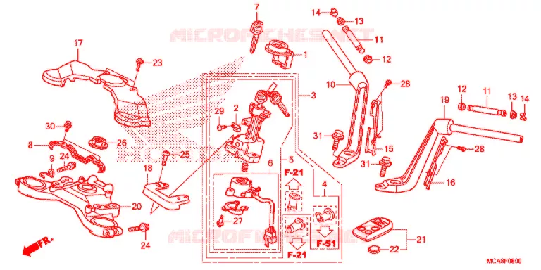 GUIDON - TE DE FOURCHE Honda MOTO 1800 GOLD-WING 2017  GL1800H