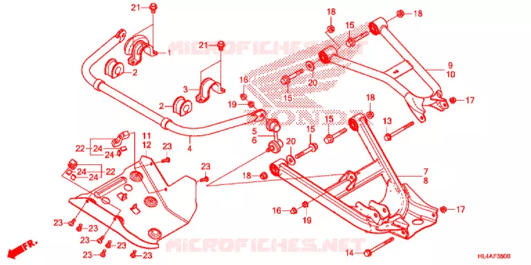 TRIANGLES - BARRE ANTI ROULIS Honda ATV 1000 PIONEER 2017  SXS1000M5LH