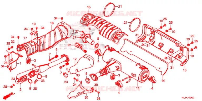 SILENCIEUX D'ECHAPPEMENT Honda ATV 1000 PIONEER 2017  SXS1000M5LH