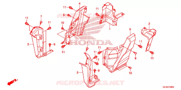 COUVERCLES LATERAUX Honda ATV 700 PIONEER 2017  SXS700M2DH