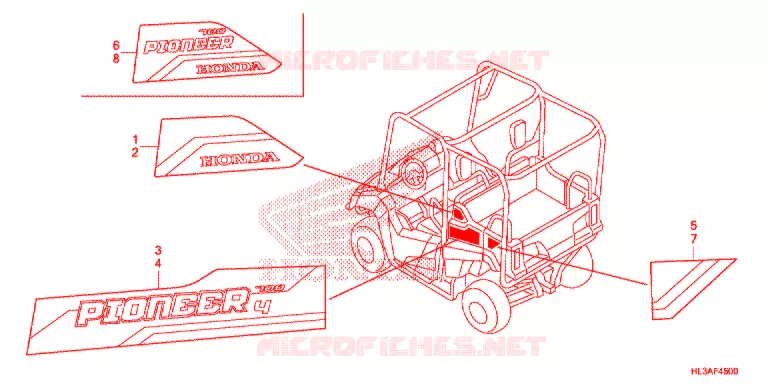 AUTOCOLLANTS Honda ATV 700 PIONEER 2017  SXS700M2H