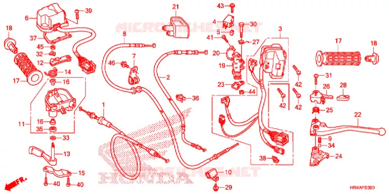COMMODO - LEVIER - CABLE Honda ATV 500 FOURTRAX 2017  TRX500FM1H