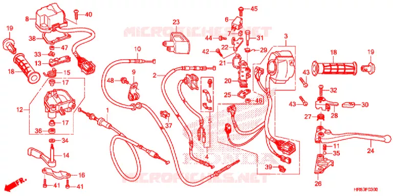 COMMODO - LEVIER - CABLE Honda ATV 500 FOURTRAX 2017  TRX500FM5H