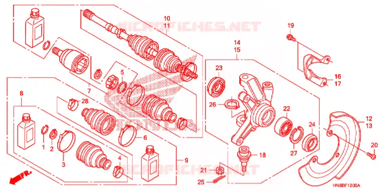 ARBRE DE ROUE AVANT Honda ATV 680 FOURTRAX 2011  TRX680FAB