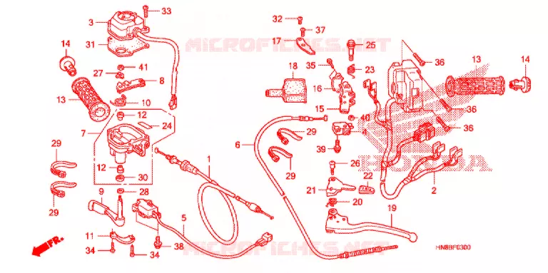 LEVIER DE GUIDON - CABLE - COMMODO Honda ATV 680 FOURTRAX 2011  TRX680FAB
