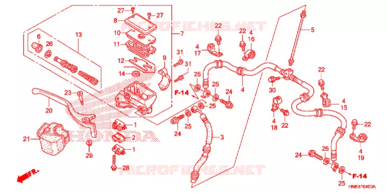 MAITRE CYLINDRE DE FREIN AVANT Honda ATV 680 FOURTRAX 2013  TRX680FAD