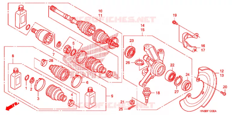 ARBRE DE ROUE AVANT Honda ATV 680 FOURTRAX 2016  TRX680FAG