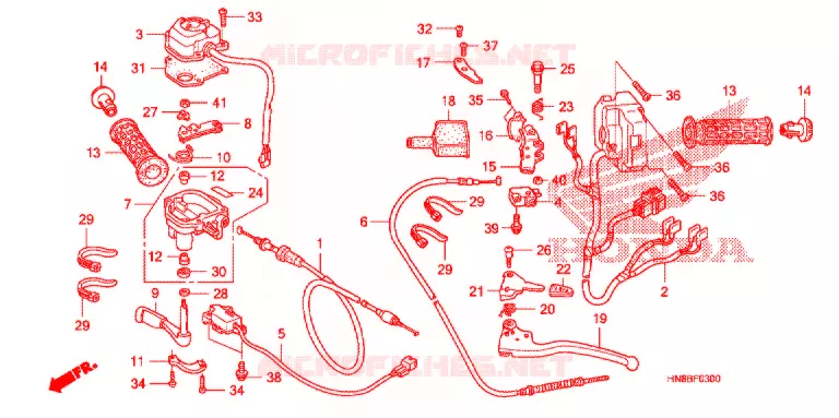 LEVIER DE GUIDON - CABLE - COMMODO Honda ATV 680 FOURTRAX 2016  TRX680FAG