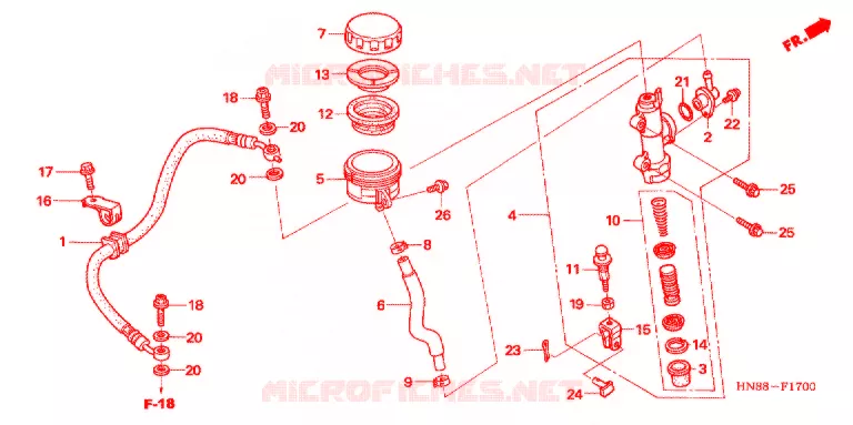 MAITRE-CYLINDRE DE FREIN ARRIERE Honda ATV 680 FOURTRAX 2007  TRX680FGA7