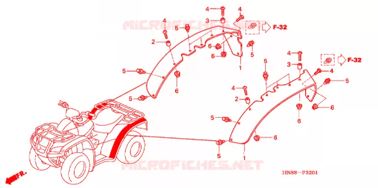 PROTECTION D'AILE Honda ATV 680 FOURTRAX 2007  TRX680FGA7