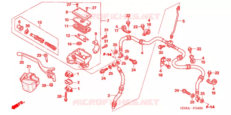 MAITRE CYLINDRE DE FREIN AVANT Honda ATV 680 FOURTRAX 2009  TRX680FGA9