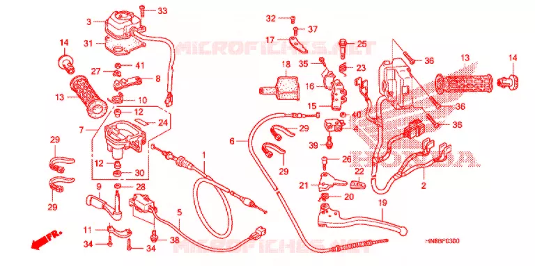 LEVIER DE GUIDON - CABLE - COMMODO Honda ATV 680 FOURTRAX 2010  TRX680FGAA
