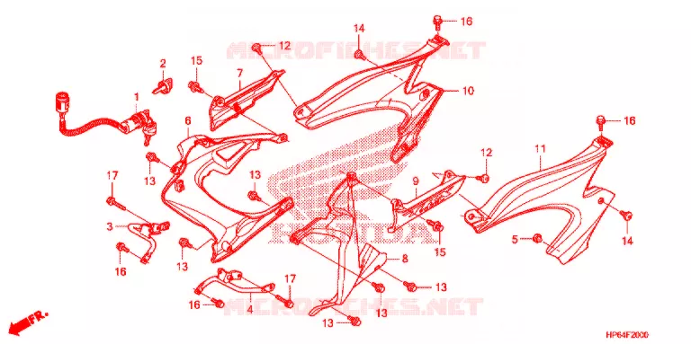 COUVERCLES LATERAUX Honda ATV 700 FOURTRAX 2009  TRX700XX9