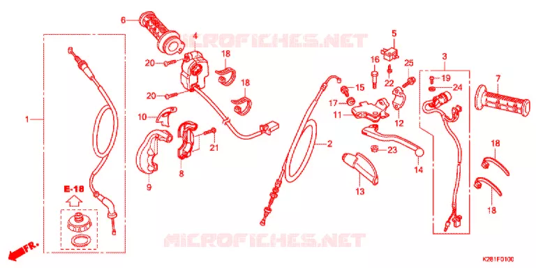 LEVIER DE GUIDON - CABLE - COMMODO Honda MOTO 125 CRF 2014  CRF125FBE