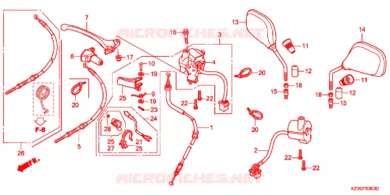 LEVIER DE GUIDON - CABLE - COMMODO Honda MOTO 110 CUB 2017  NBC110BNG