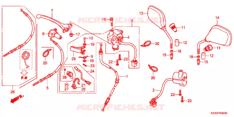 LEVIER DE GUIDON - CABLE - COMMODO Honda MOTO 110 CUB 2015  NBC110BNG_MD