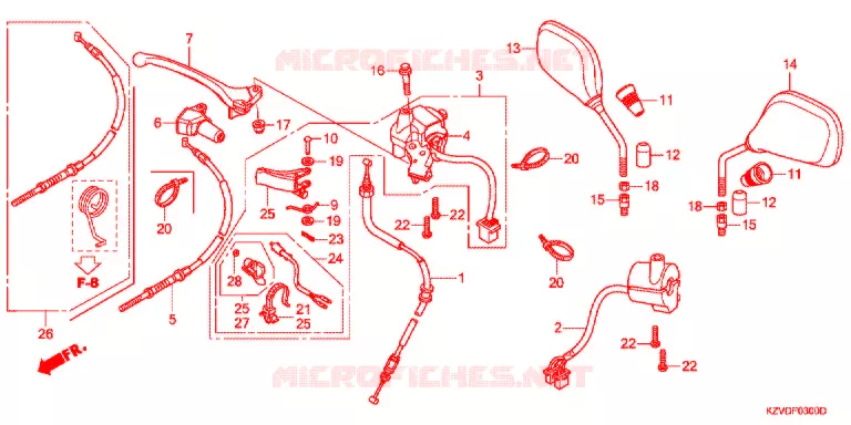 LEVIER DE GUIDON - CABLE - COMMODO Honda MOTO 110 CUB 2016  NBC110BNG_MD