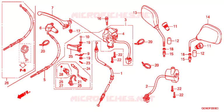 LEVIER DE GUIDON - CABLE - COMMODO Honda SCOOTER 50 CUB 2017  NBC50BNG_MD