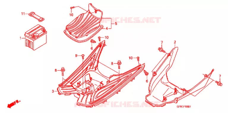 MARCHE PIEDS (NSC50SH8/9/B/E) Honda SCOOTER 50 DIO 2008  NSC50SH8