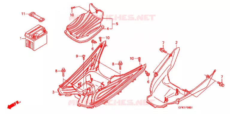 MARCHE PIEDS (NSC50SH8/9/B/E) Honda SCOOTER 50 DIO 2009  NSC50SH9