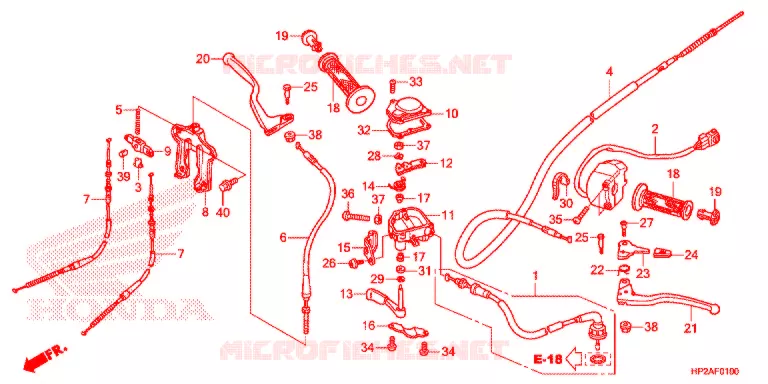 LEVIER DE GUIDON - CABLE - COMMODO Honda ATV 90 FOURTRAX 2015  TRX90XF