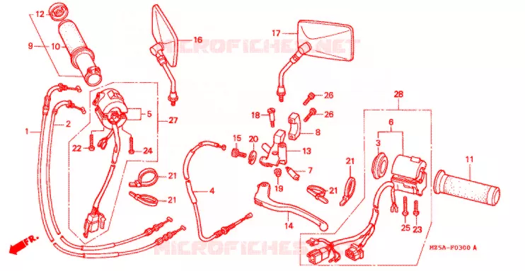 COMMODOS - POIGNEES Honda MOTO 750 VF 2001  VF750C1